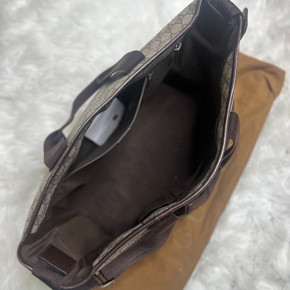 Gucci GG Supreme Monogram Medium Zippered Tote Dark Brown - Picture 3 of 3